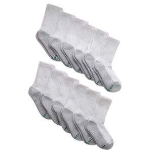 Hanes Boys' 12pk Cushioned Crew Socks Double Tough White Size L (3-9)
